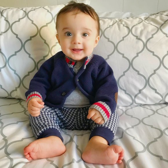 Janie and Jack Baby Boy Checked Joggers 6-9M - Picture 1 of 5
